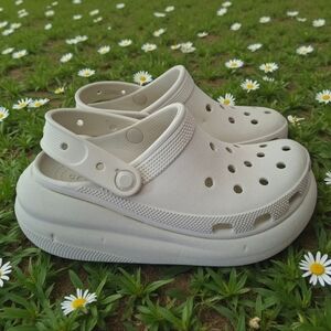 Crocs classic Crush Unisex Cream shoes platform Clogs mule comfort Iconic